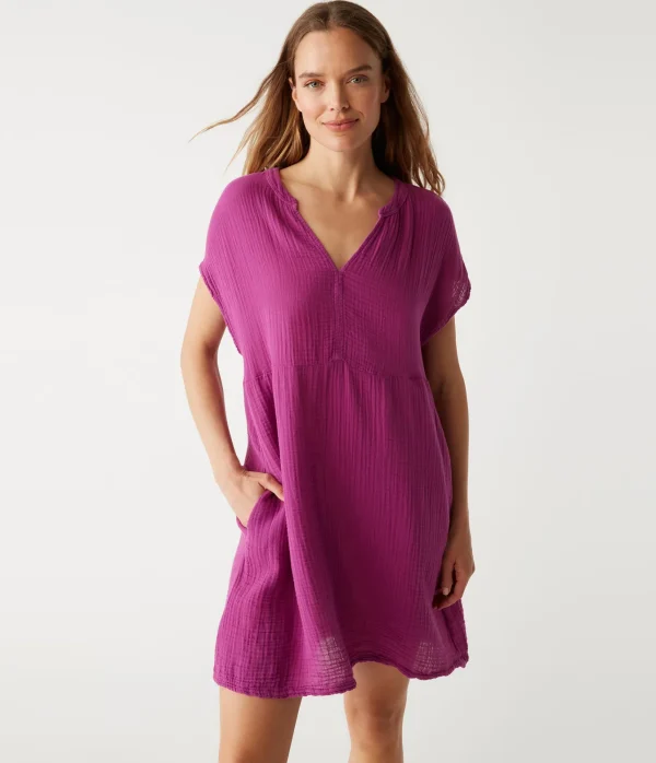 Michael Stars Mira Split Neck Dress- Dresses | Mini Dresses