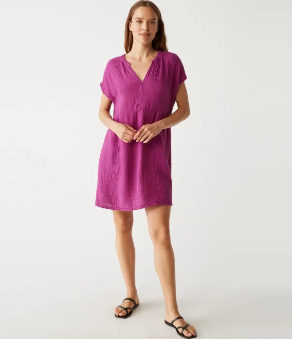 Michael Stars Mira Split Neck Dress- Dresses | Mini Dresses