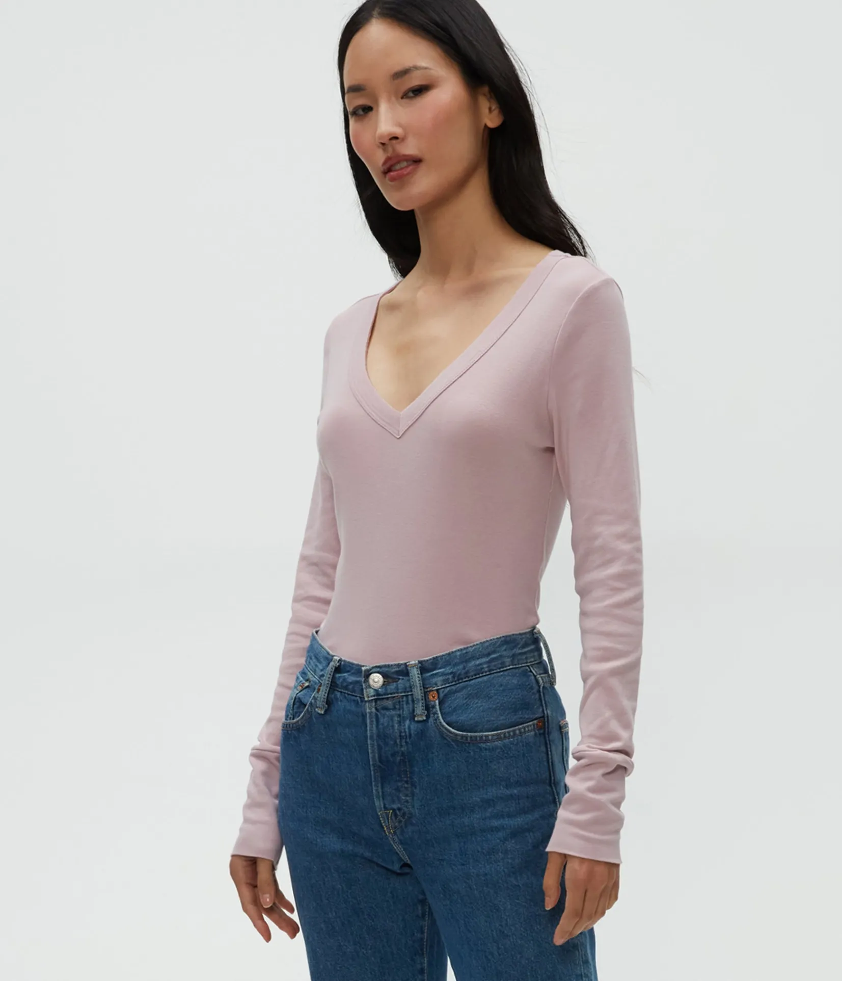 molly_vneck_tee_11.webp Michael Stars Molly V-Neck Tee- T-Shirts | Supima Cotton T-Shirts