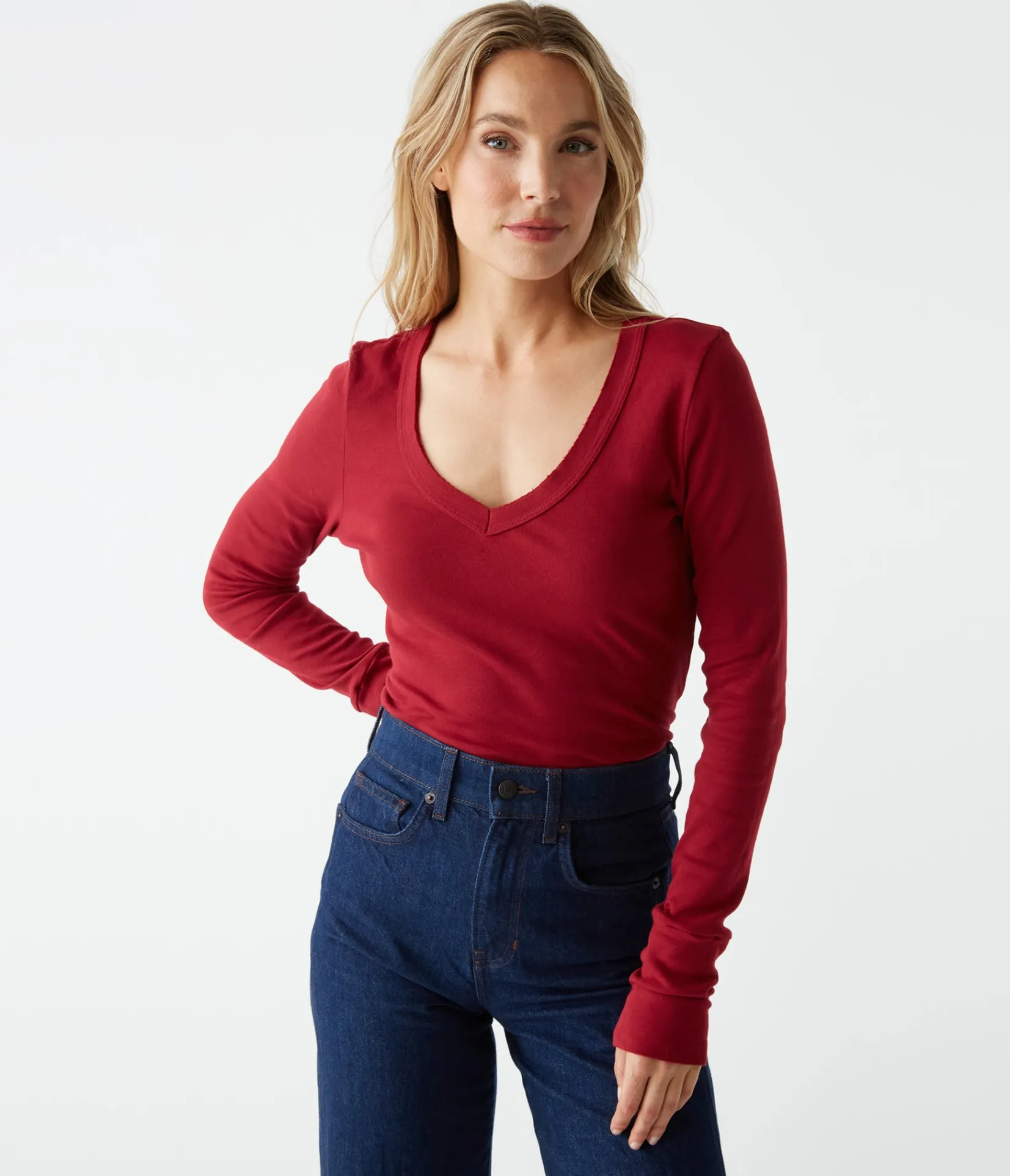 molly_vneck_tee_49.webp Michael Stars Molly V-Neck Tee- T-Shirts | Supima Cotton T-Shirts
