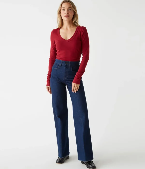 Michael Stars Molly V-Neck Tee- T-Shirts | Supima Cotton T-Shirts