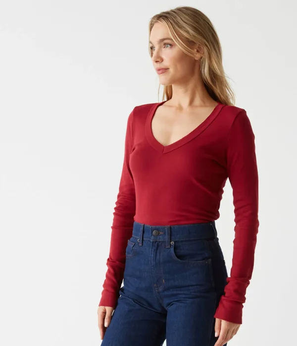 Michael Stars Molly V-Neck Tee- T-Shirts | Supima Cotton T-Shirts