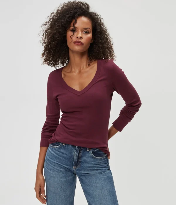 Michael Stars Molly V-Neck Tee- T-Shirts | Supima Cotton T-Shirts