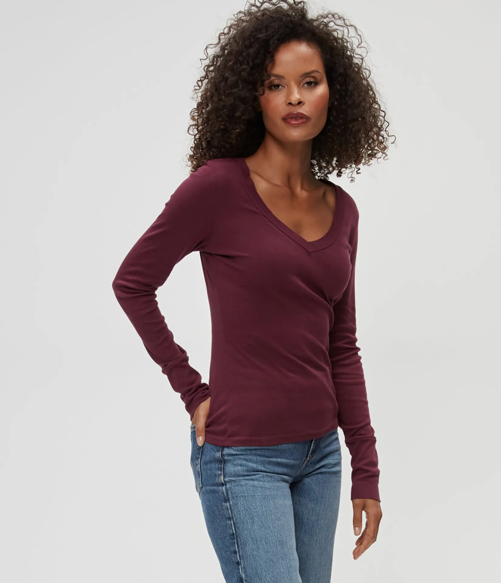 molly_vneck_tee_59.webp Michael Stars Molly V-Neck Tee- T-Shirts | Supima Cotton T-Shirts