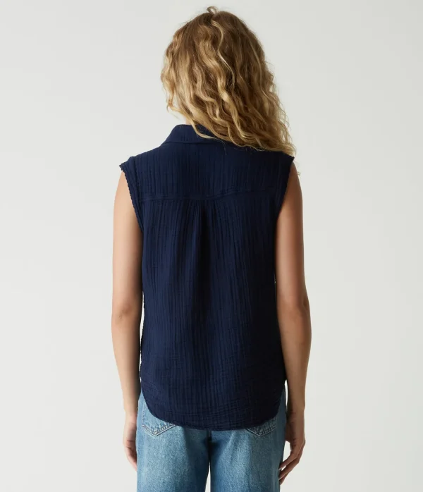 Michael Stars Monique Gauze Button Down Tank- Tops, Blouses & Shirts