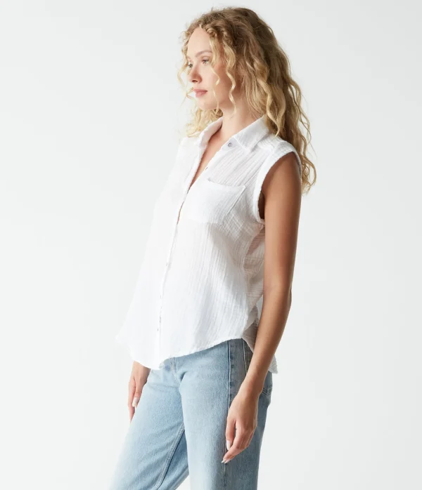 Michael Stars Monique Gauze Button Down Tank- Tops, Blouses & Shirts