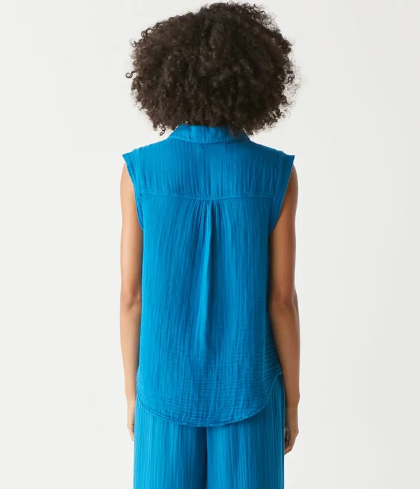 Michael Stars Monique Gauze Button Down Tank- Tops, Blouses & Shirts