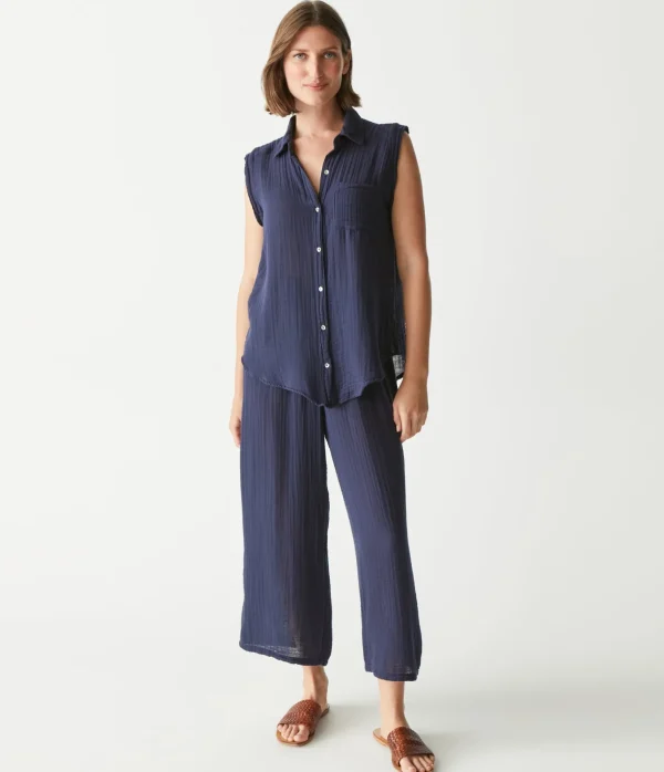 Michael Stars Monique Gauze Button Down Tank- Tops, Blouses & Shirts