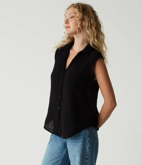 Michael Stars Monique Gauze Button Down Tank- Tops, Blouses & Shirts