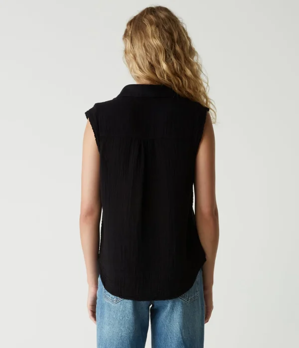 Michael Stars Monique Gauze Button Down Tank- Tops, Blouses & Shirts