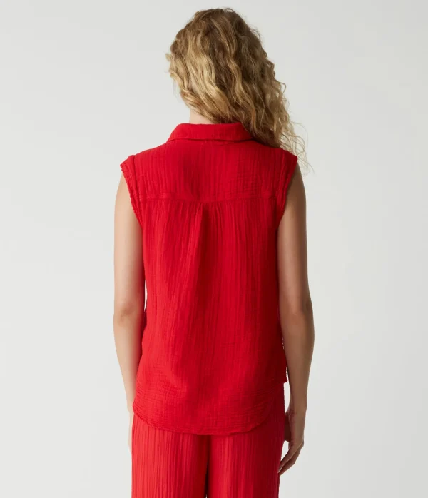 Michael Stars Monique Gauze Button Down Tank- Tops, Blouses & Shirts
