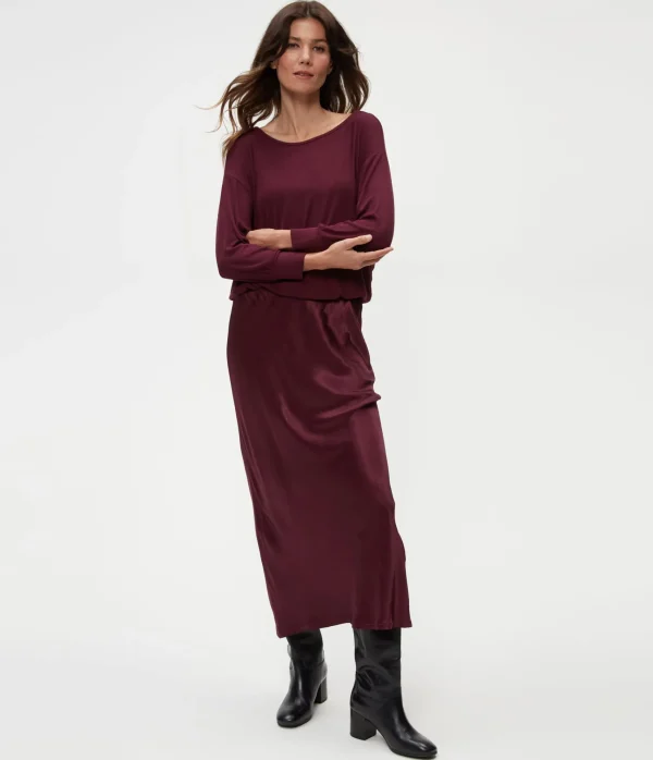 Michael Stars Nadia Mixed Fabric Satin Dress- Dresses | Midi Dresses