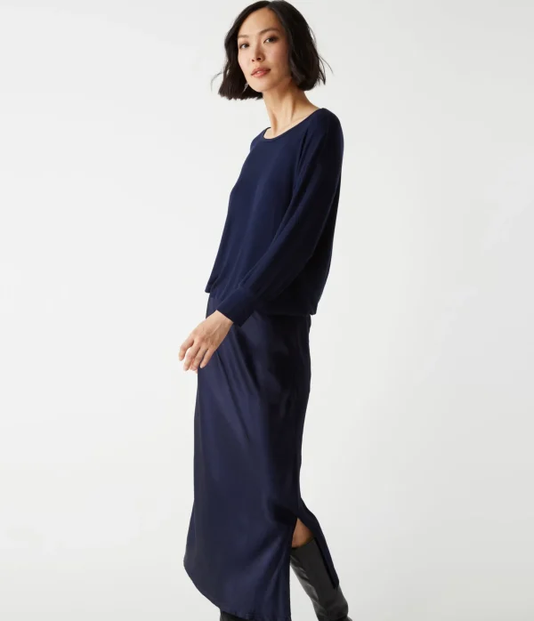 Michael Stars Nadia Mixed Fabric Satin Dress- Dresses | Midi Dresses