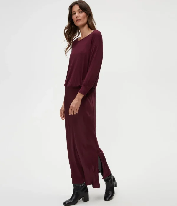 Michael Stars Nadia Mixed Fabric Satin Dress- Dresses | Midi Dresses