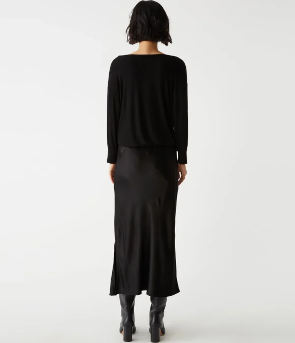 Michael Stars Nadia Mixed Fabric Satin Dress- Dresses | Midi Dresses