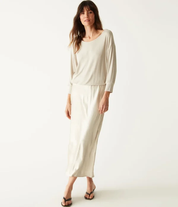 Michael Stars Nadia Mixed Fabric Satin Dress- Dresses | Midi Dresses