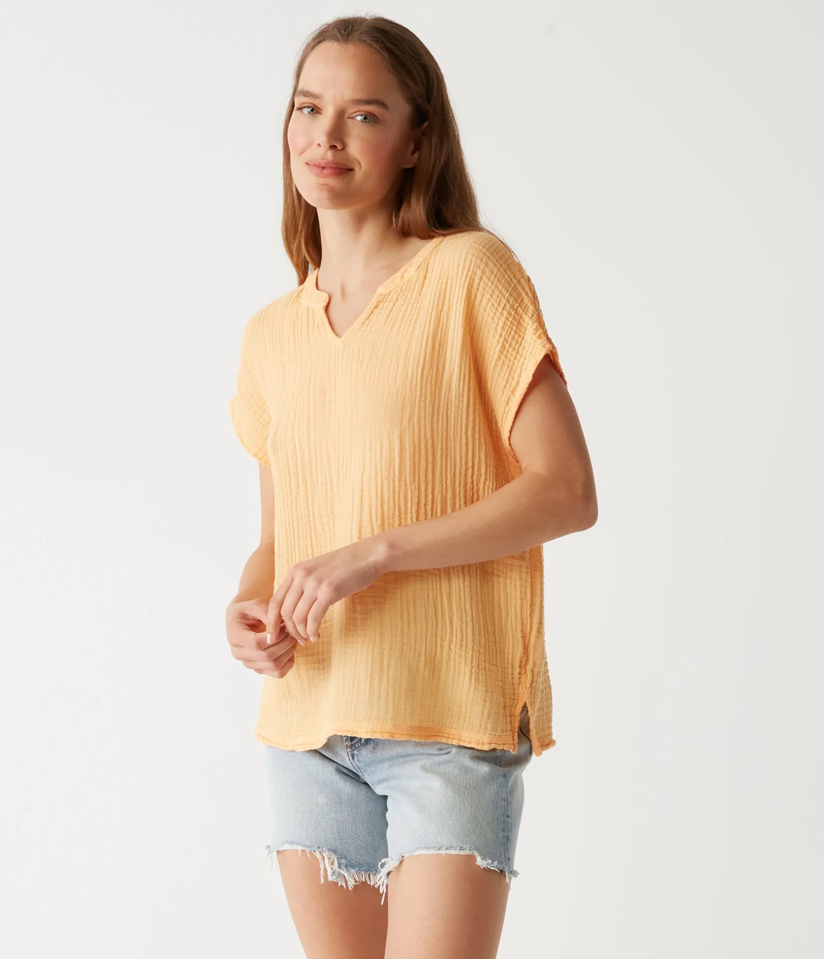 naomi_split_neck_top_10.webp Michael Stars Naomi Split Neck Top- Tops, Blouses & Shirts
