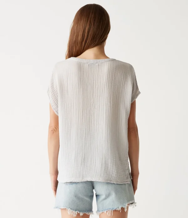 Michael Stars Naomi Split Neck Top- Tops, Blouses & Shirts