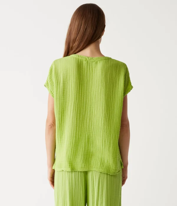 Michael Stars Naomi Split Neck Top- Tops, Blouses & Shirts