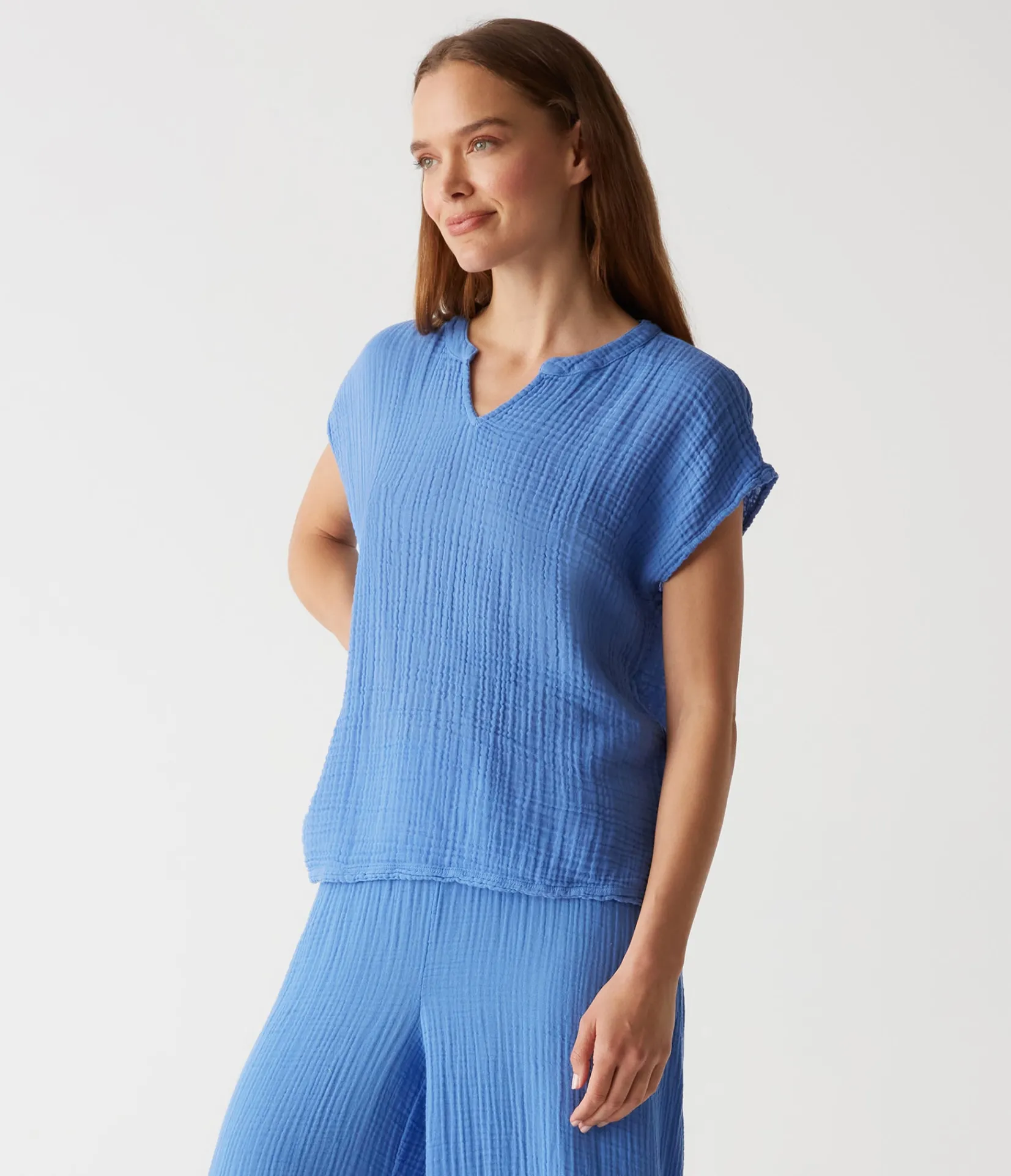 naomi_split_neck_top_42.webp Michael Stars Naomi Split Neck Top- Tops, Blouses & Shirts