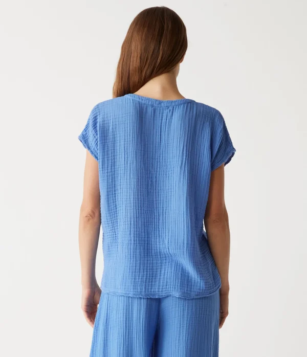 Michael Stars Naomi Split Neck Top- Tops, Blouses & Shirts