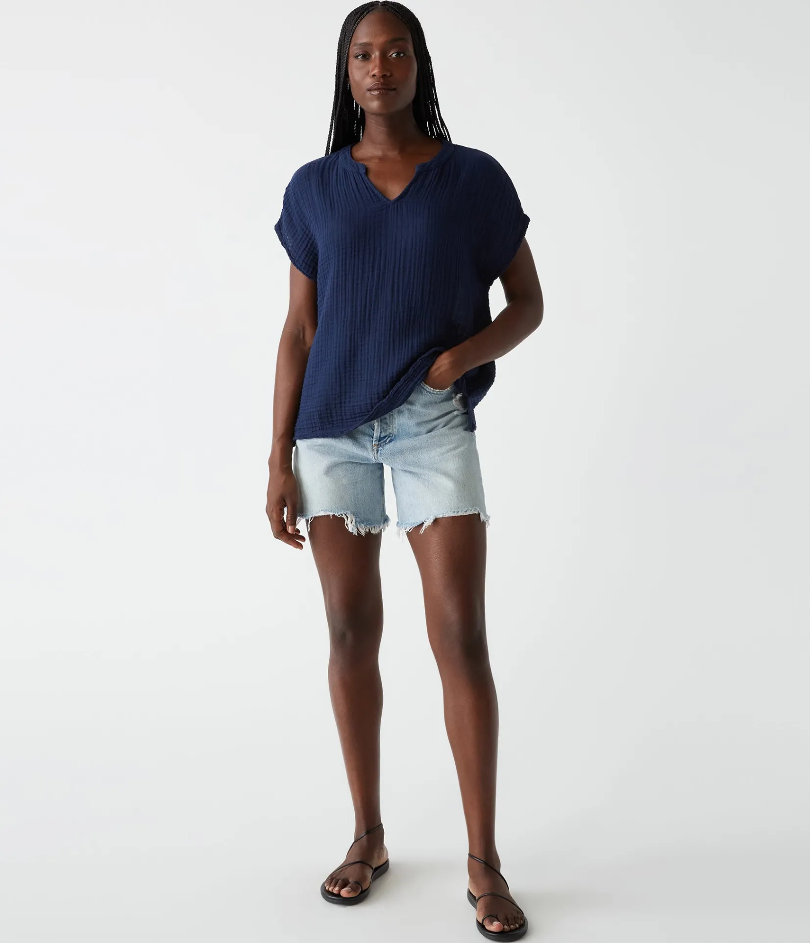 naomi_split_neck_top_49.webp Michael Stars Naomi Split Neck Top- Tops, Blouses & Shirts