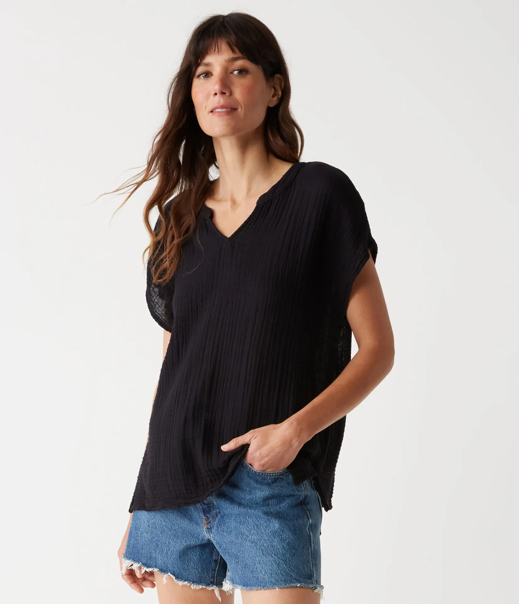 naomi_split_neck_top_54.webp Michael Stars Naomi Split Neck Top- Tops, Blouses & Shirts