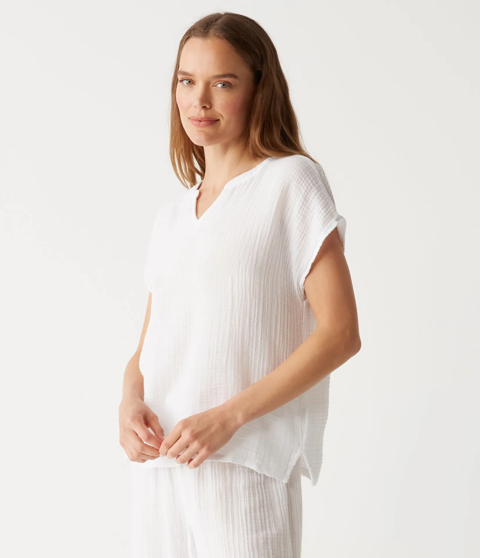 naomi_split_neck_top_6.webp Michael Stars Naomi Split Neck Top- Tops, Blouses & Shirts