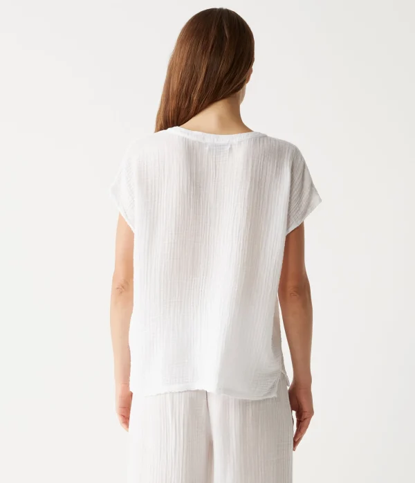 Michael Stars Naomi Split Neck Top- Tops, Blouses & Shirts