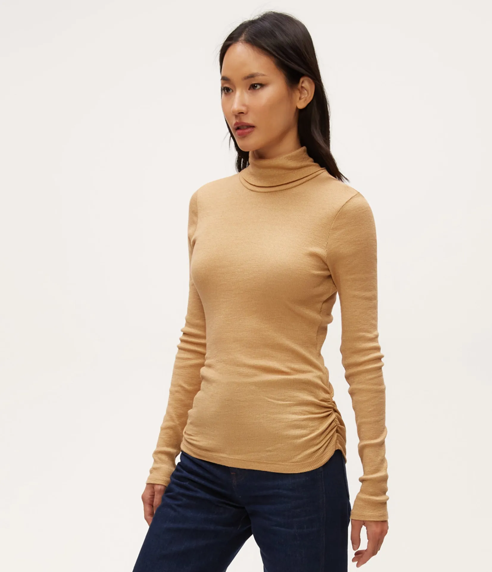 nessa_shine_turtleneck_2.webp Michael Stars Nessa Shine Turtleneck- T-Shirts | Shine T-Shirts