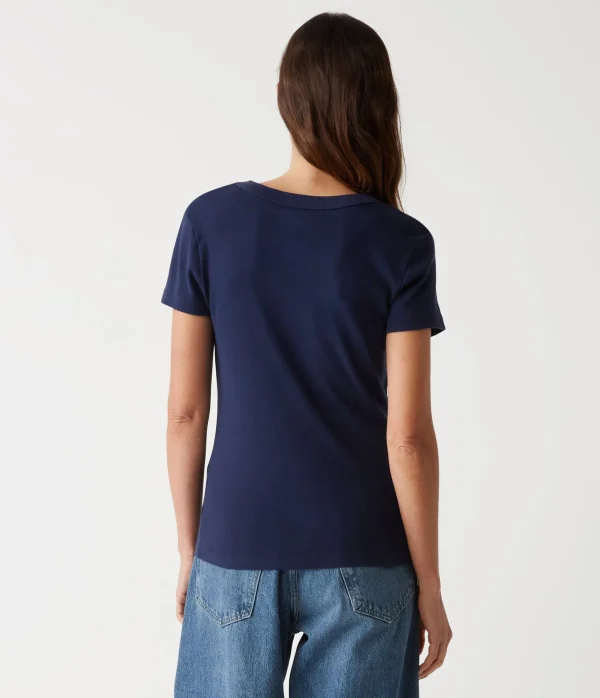 Michael Stars Nikki V-Neck Tee- T-Shirts | 1x1 Cotton T-Shirts