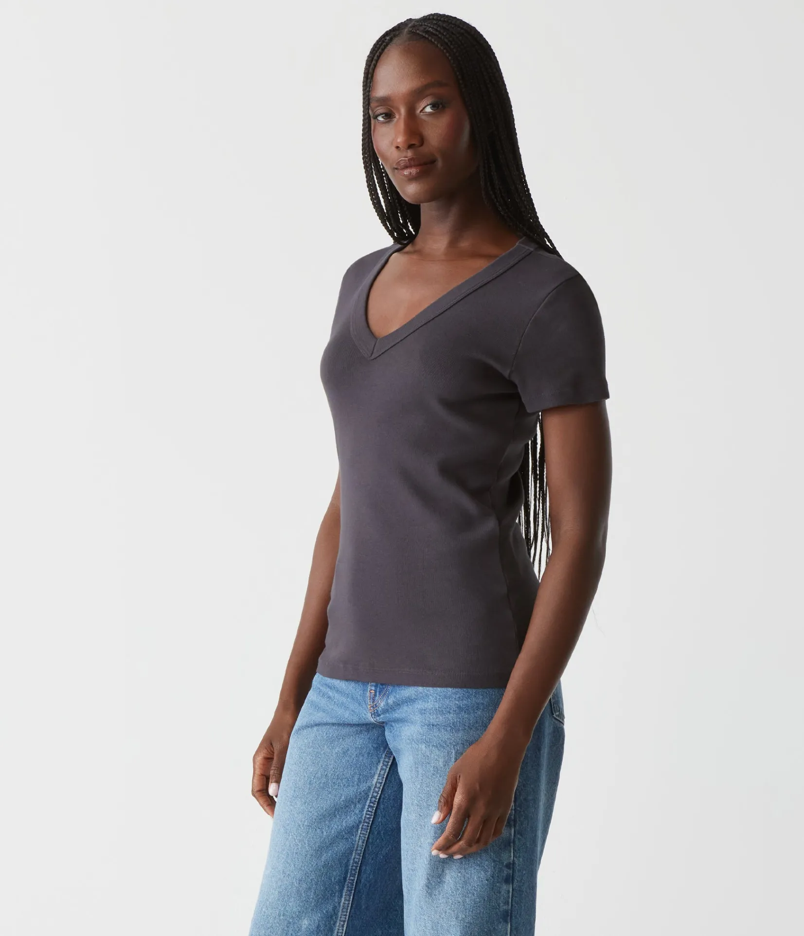 nikki_vneck_tee_13.webp Michael Stars Nikki V-Neck Tee- T-Shirts | 1x1 Cotton T-Shirts