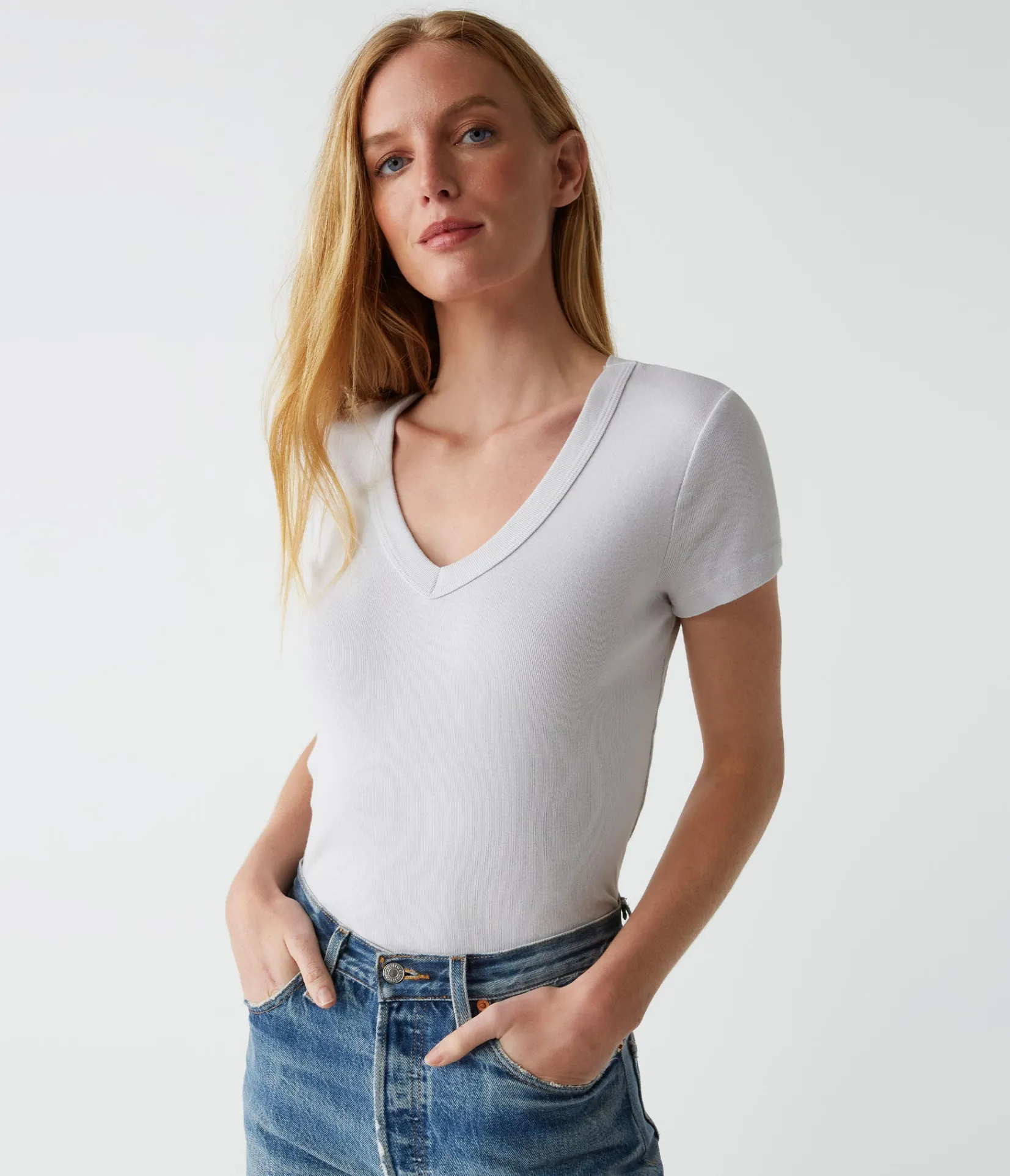 nikki_vneck_tee_15.webp Michael Stars Nikki V-Neck Tee- T-Shirts | 1x1 Cotton T-Shirts