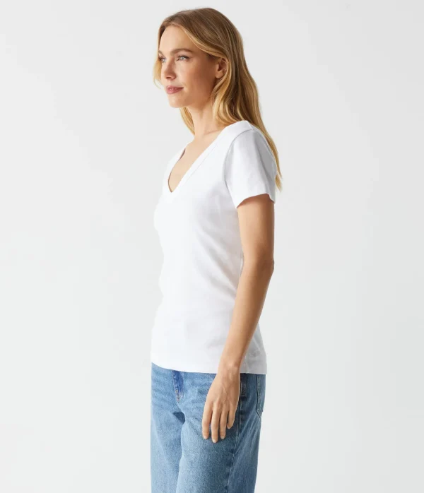 Michael Stars Nikki V-Neck Tee- T-Shirts | 1x1 Cotton T-Shirts