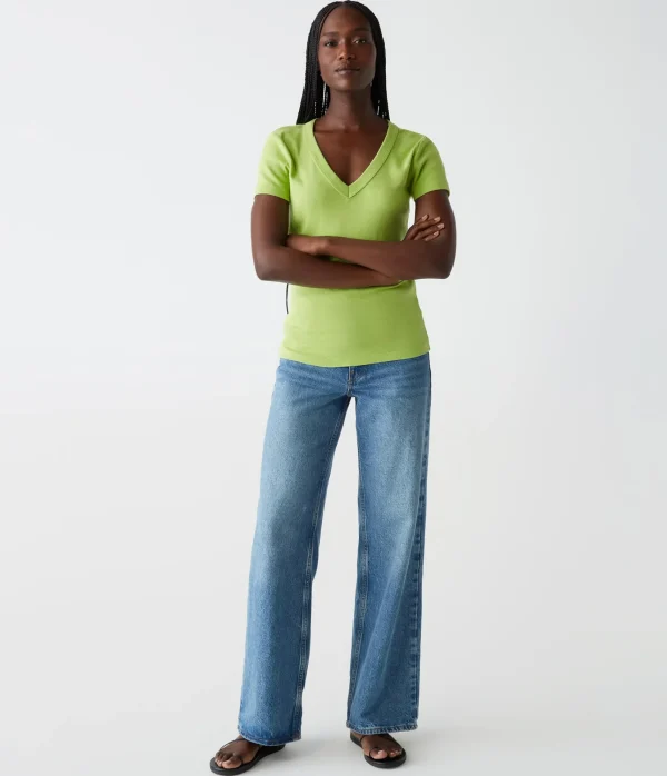 Michael Stars Nikki V-Neck Tee- T-Shirts | 1x1 Cotton T-Shirts