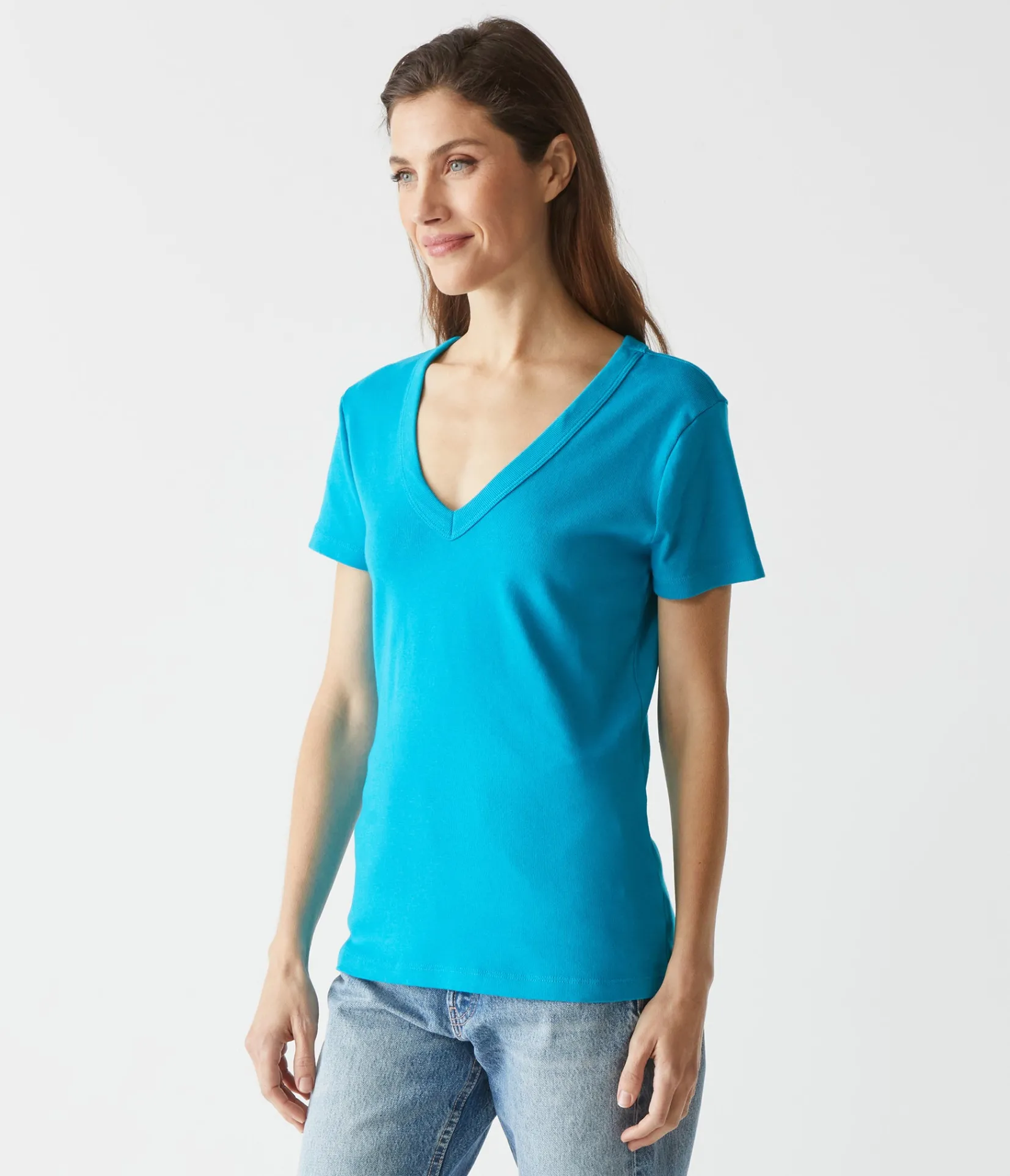 nikki_vneck_tee_29.webp Michael Stars Nikki V-Neck Tee- T-Shirts | 1x1 Cotton T-Shirts