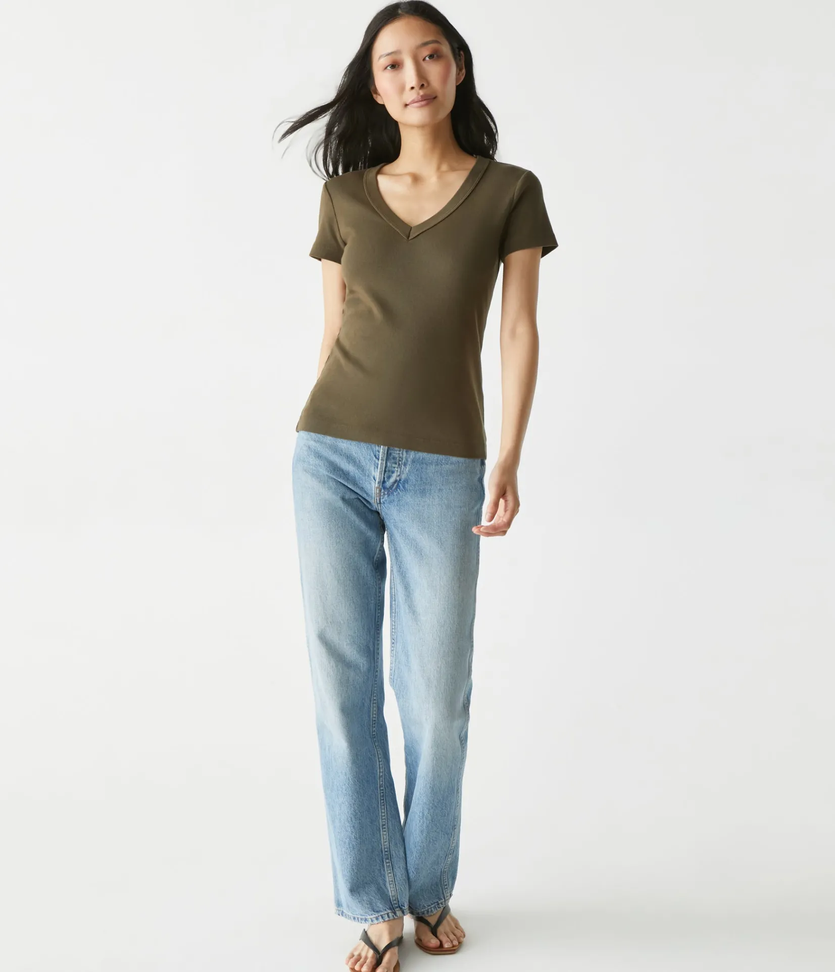 nikki_vneck_tee_36.webp Michael Stars Nikki V-Neck Tee- T-Shirts | 1x1 Cotton T-Shirts