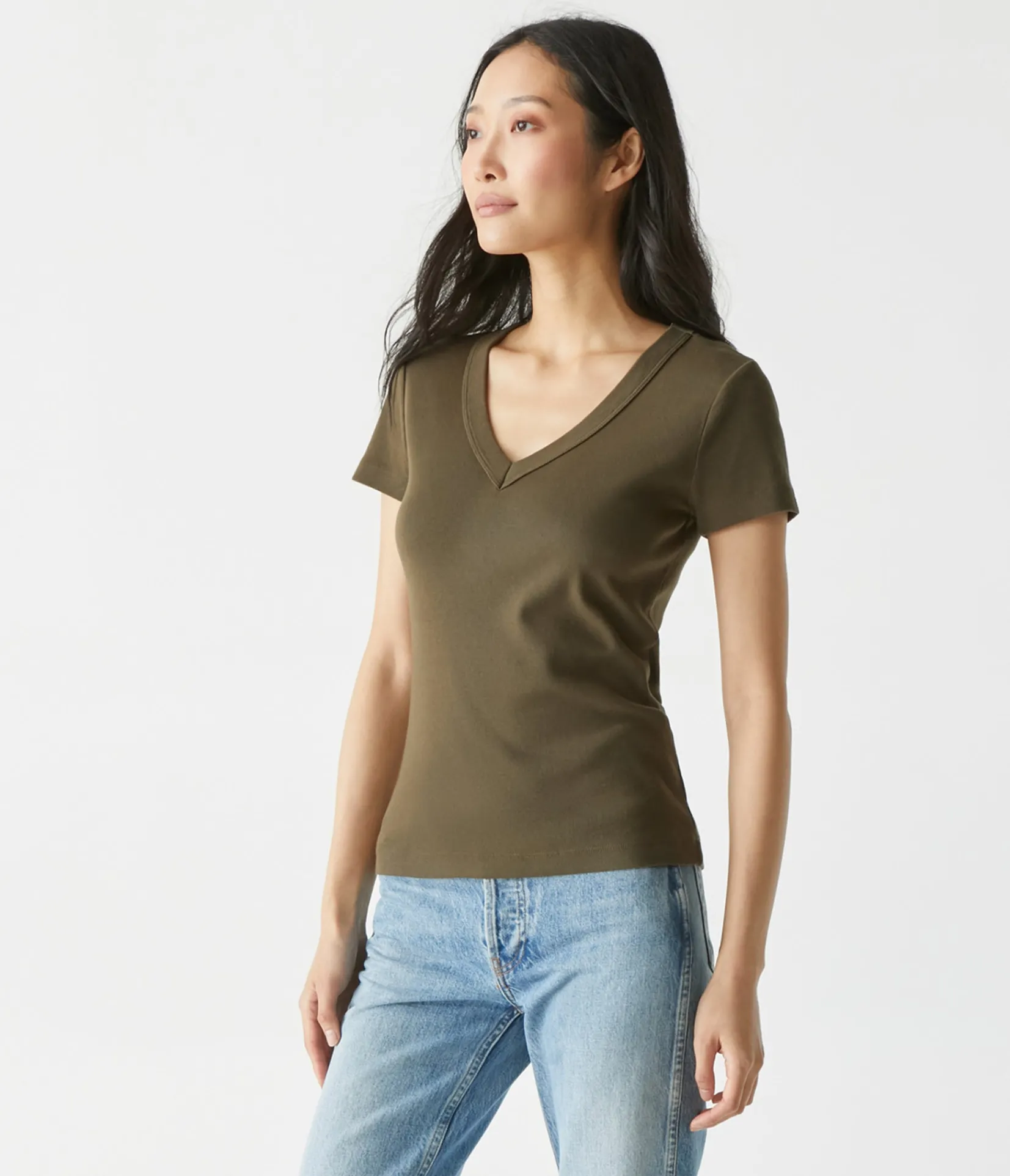 nikki_vneck_tee_37.webp Michael Stars Nikki V-Neck Tee- T-Shirts | 1x1 Cotton T-Shirts