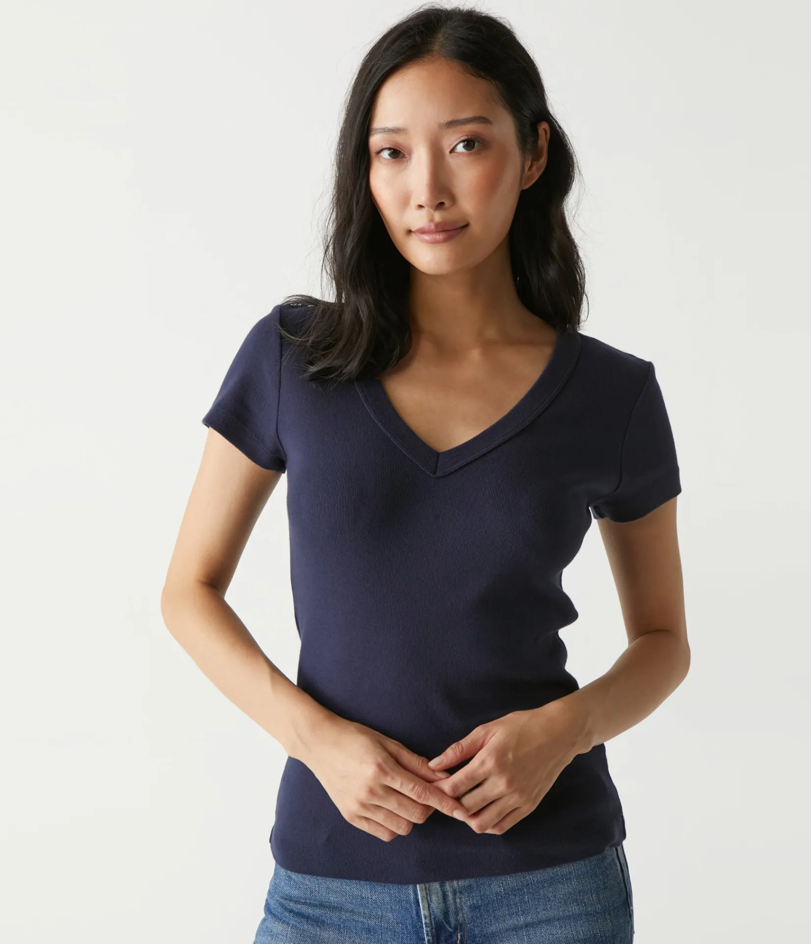 nikki_vneck_tee_39.webp Michael Stars Nikki V-Neck Tee- T-Shirts | 1x1 Cotton T-Shirts