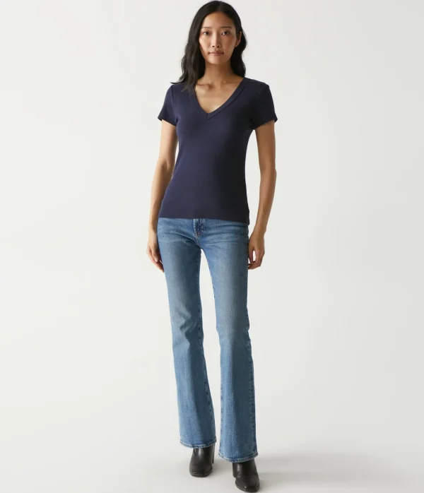 Michael Stars Nikki V-Neck Tee- T-Shirts | 1x1 Cotton T-Shirts
