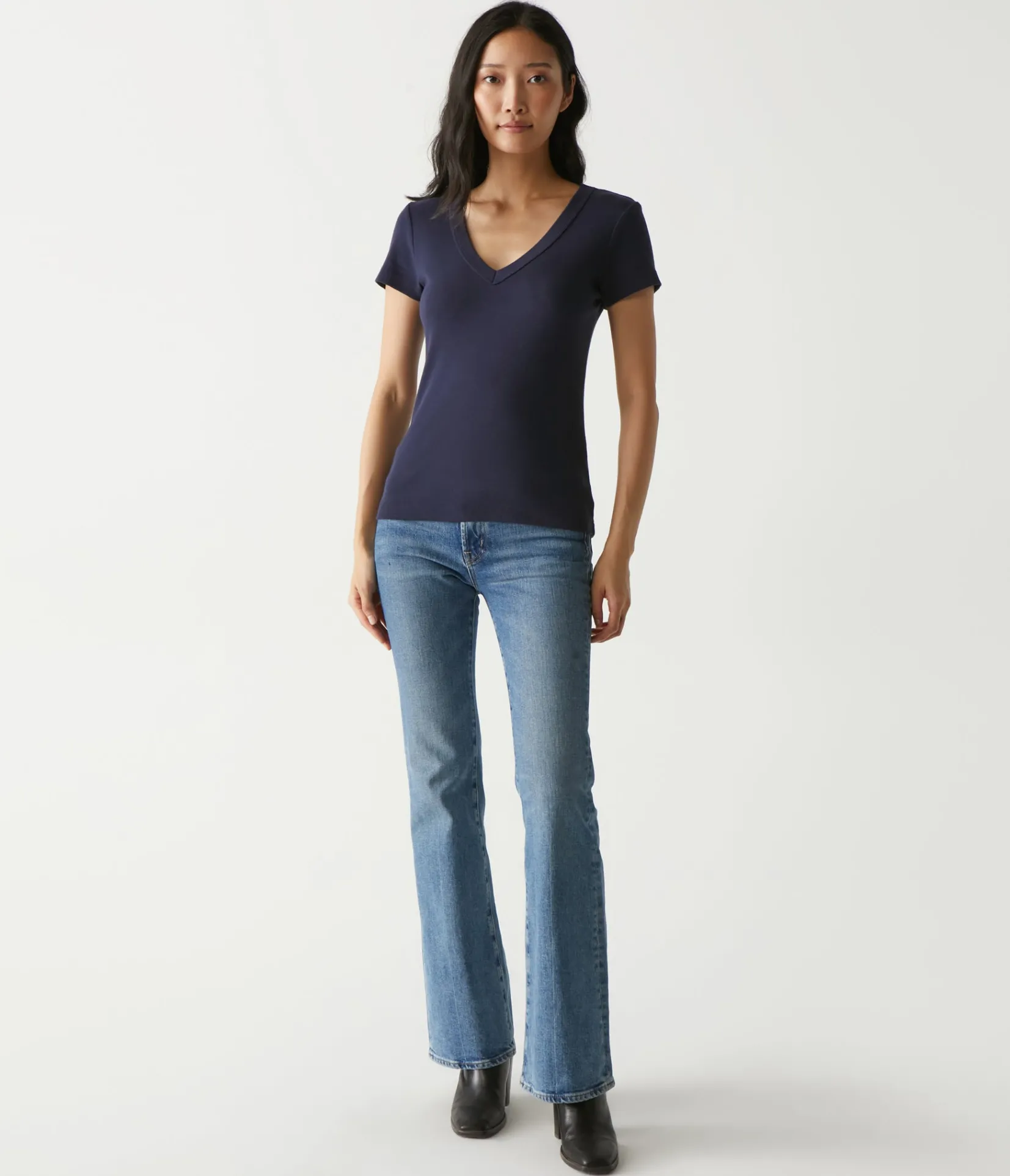nikki_vneck_tee_40.webp Michael Stars Nikki V-Neck Tee- T-Shirts | 1x1 Cotton T-Shirts
