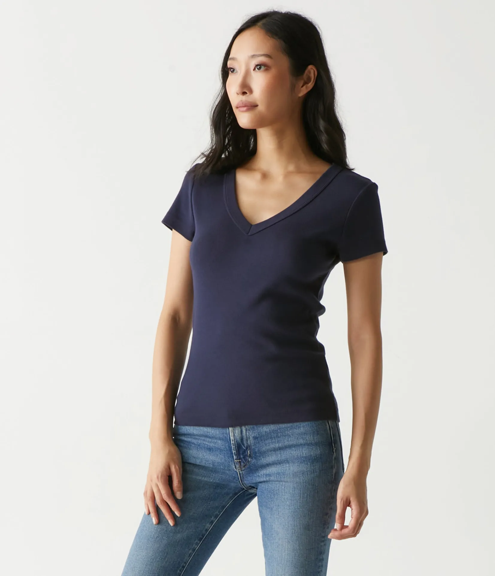 nikki_vneck_tee_41.webp Michael Stars Nikki V-Neck Tee- T-Shirts | 1x1 Cotton T-Shirts