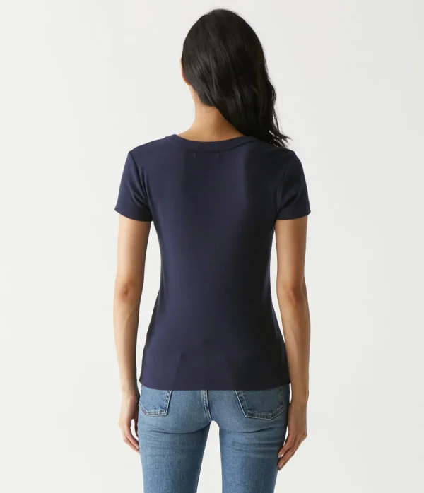 Michael Stars Nikki V-Neck Tee- T-Shirts | 1x1 Cotton T-Shirts