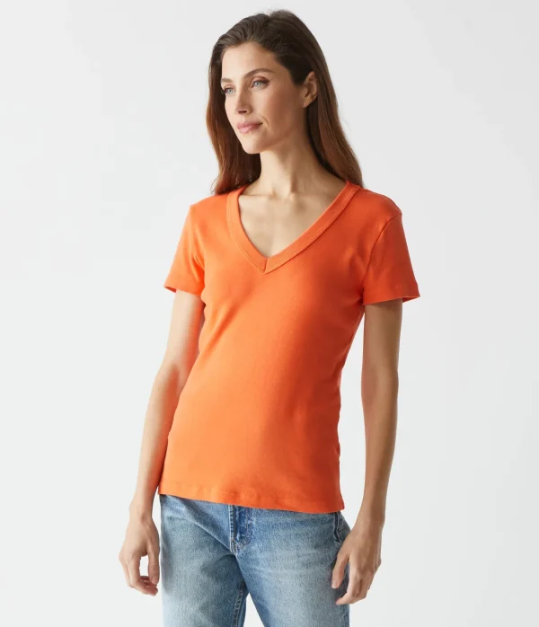 Michael Stars Nikki V-Neck Tee- T-Shirts | 1x1 Cotton T-Shirts