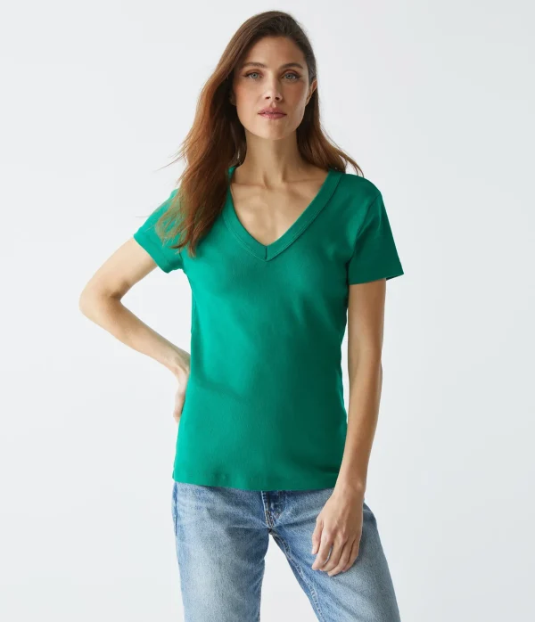 Michael Stars Nikki V-Neck Tee- T-Shirts | 1x1 Cotton T-Shirts