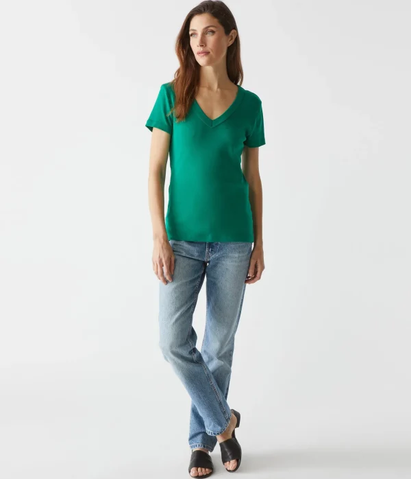 Michael Stars Nikki V-Neck Tee- T-Shirts | 1x1 Cotton T-Shirts
