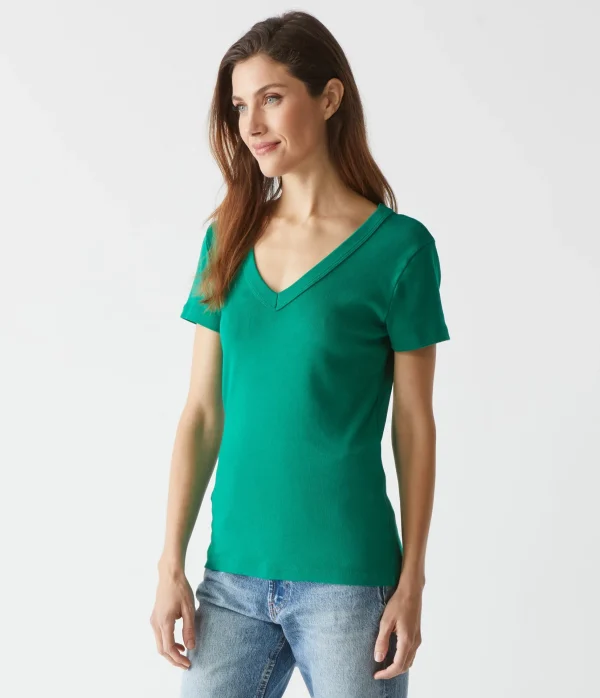 Michael Stars Nikki V-Neck Tee- T-Shirts | 1x1 Cotton T-Shirts