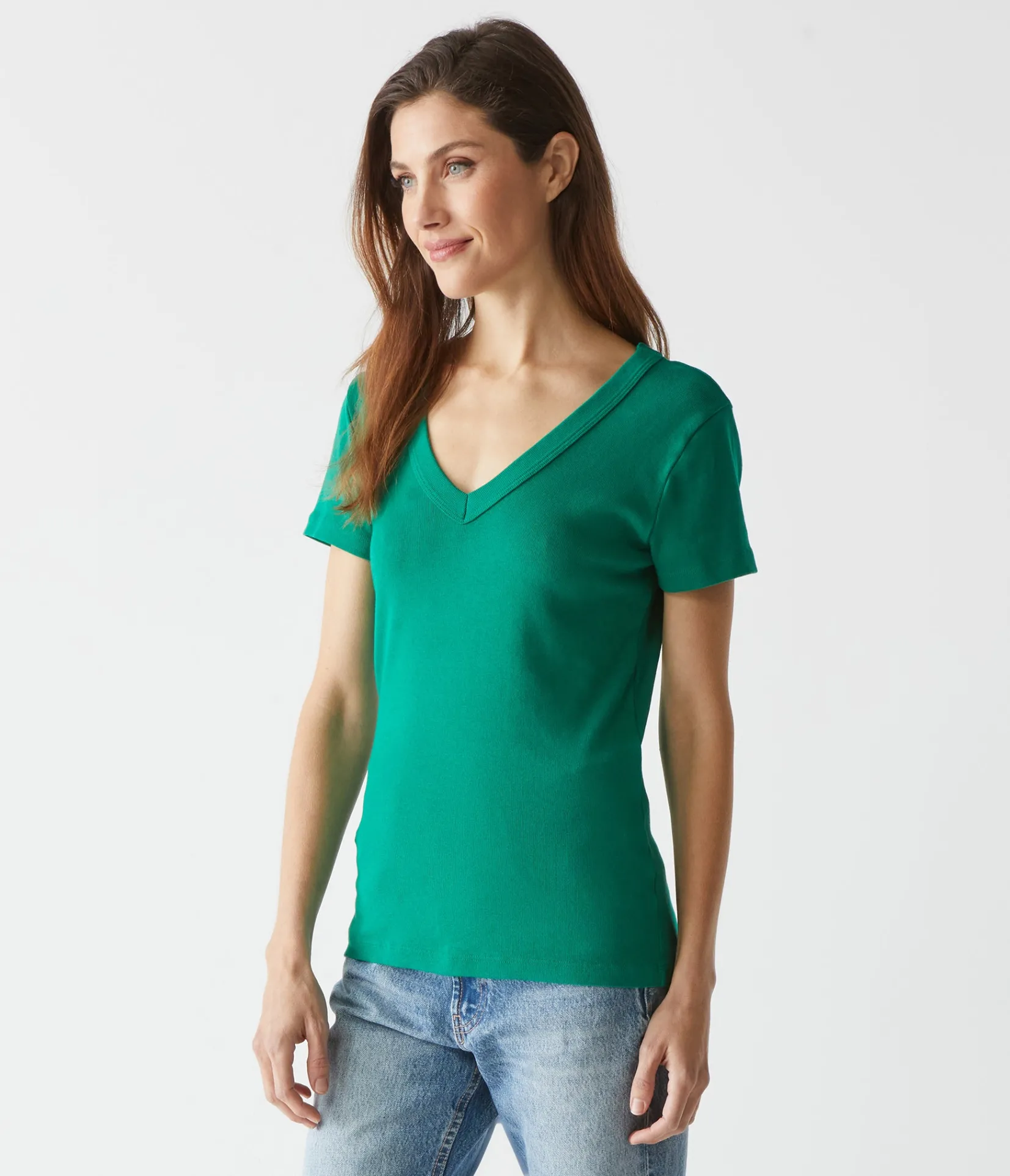 nikki_vneck_tee_49.webp Michael Stars Nikki V-Neck Tee- T-Shirts | 1x1 Cotton T-Shirts