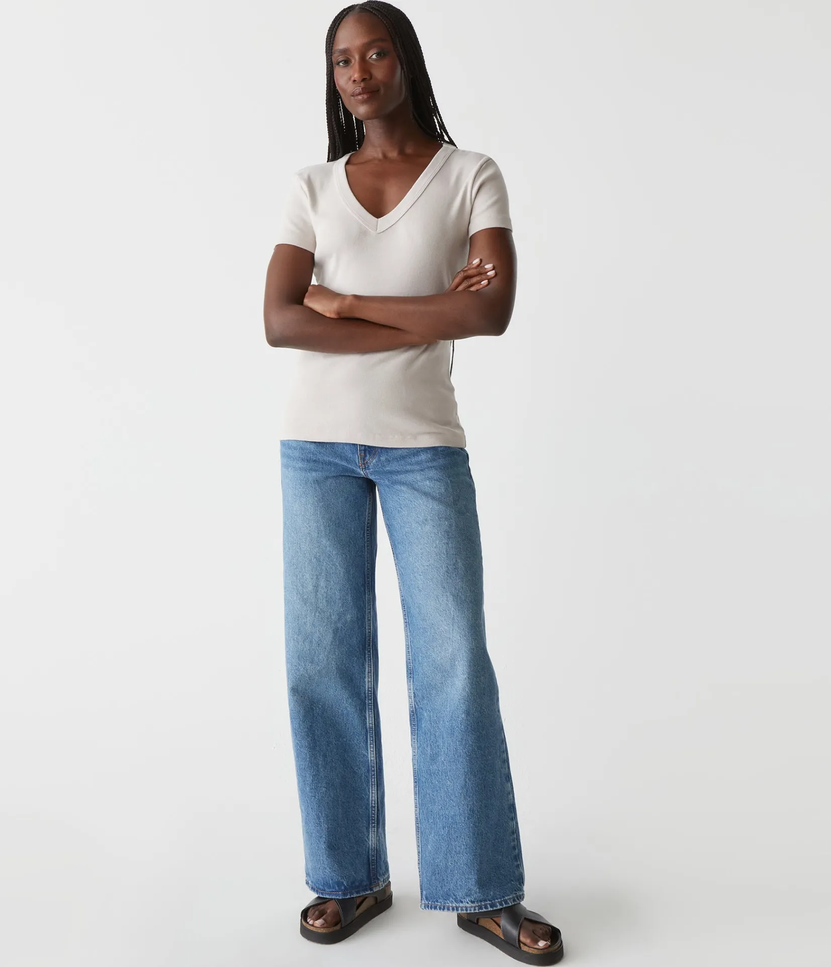 nikki_vneck_tee_56.webp Michael Stars Nikki V-Neck Tee- T-Shirts | 1x1 Cotton T-Shirts
