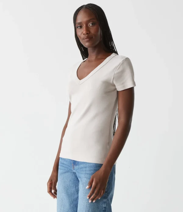 Michael Stars Nikki V-Neck Tee- T-Shirts | 1x1 Cotton T-Shirts